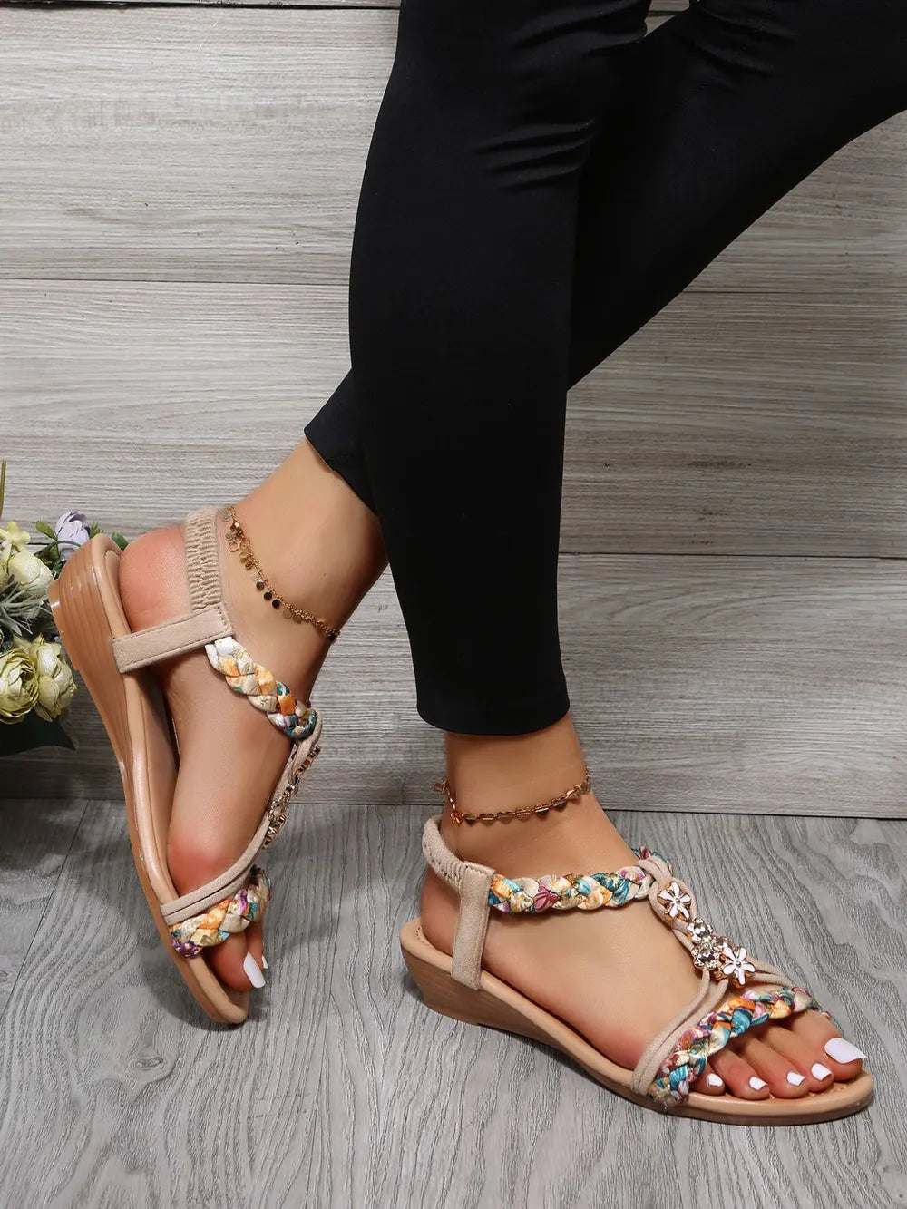Women's Braided Multi-Strap Flat Sandals – Boho PU Leather