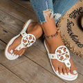Women's Toe Post Flat Sandals | PU Leather Summer Flip Flop Style