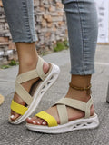 Women's Crisscross Open Toe Platform Sandals – Mesh & PU Leather