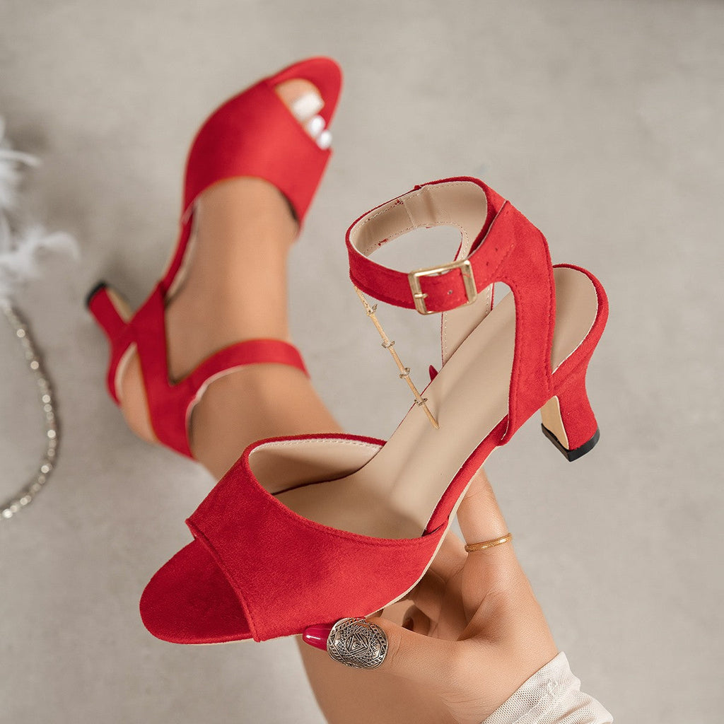 Women's Ankle Strap High Heel Sandals | PU Leather Dress Sandals in 5 Colors EU 35-43
