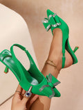 Women's Bow Pointed Toe High Heel Sandals – Rhinestone Detail