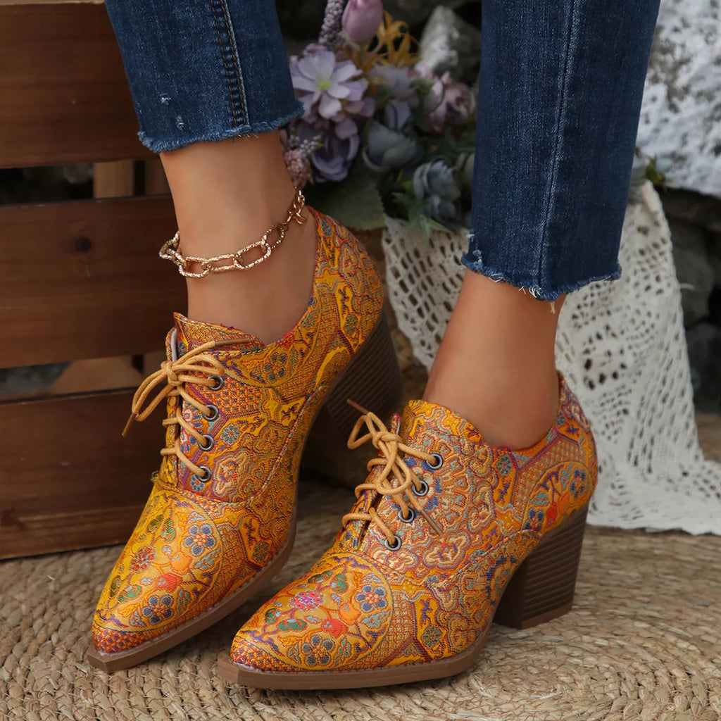 Women's Point Toe Block Heel Ankle Boots – PU Leather Mid Heel
