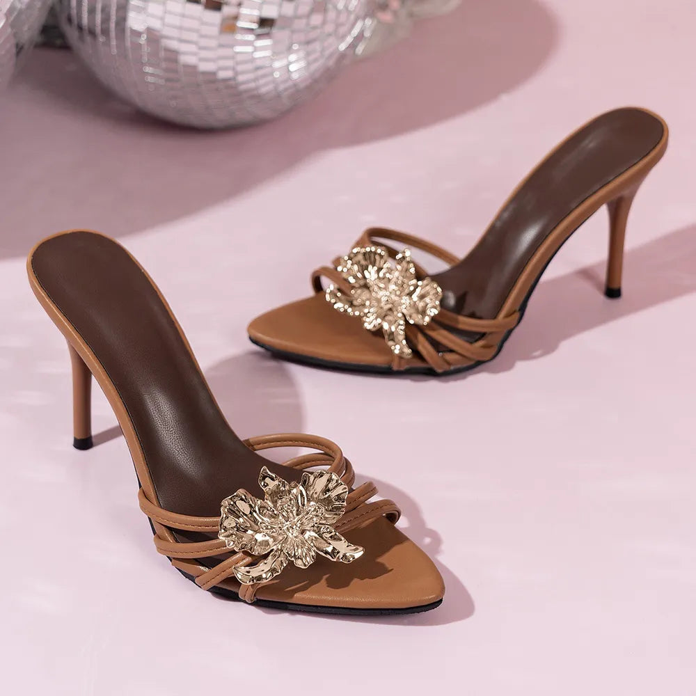 Women's Open Toe Stiletto Sandals – High Heel PU Leather