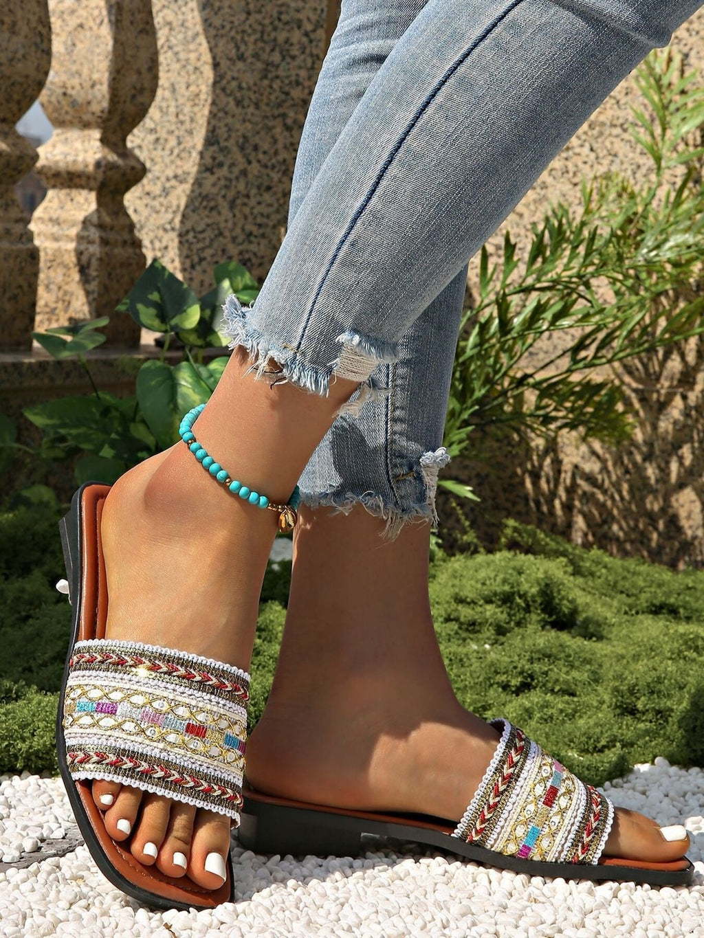 Women's Open Toe Flat Sandals – Lightweight Everyday Slip-On