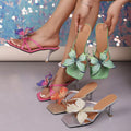 Women's Butterfly Flare Heel Sandals – Low Heel Whimsical Detail
