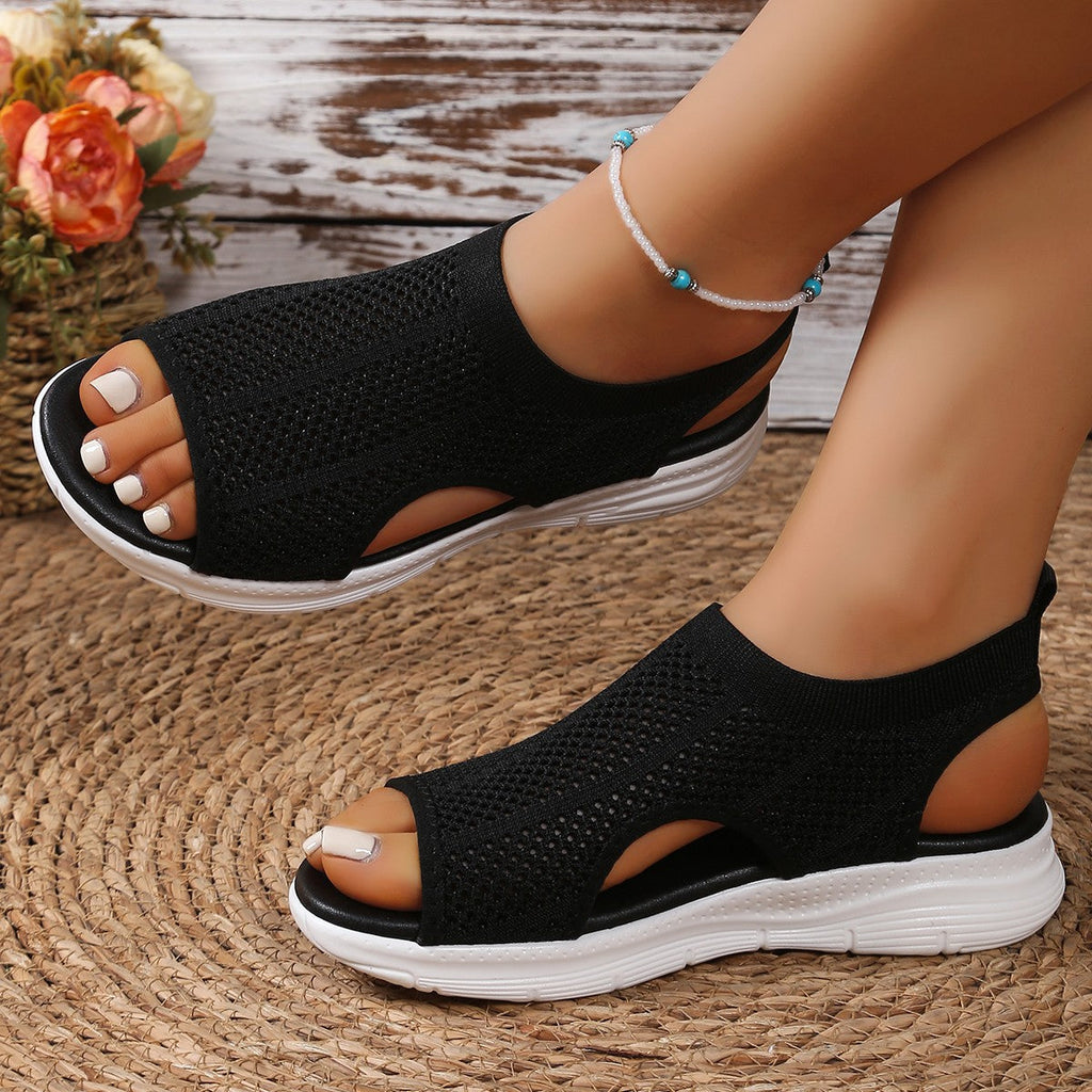 Women's Breathable Mesh Open Toe Sandals | Mid Heel Dress Sandals
