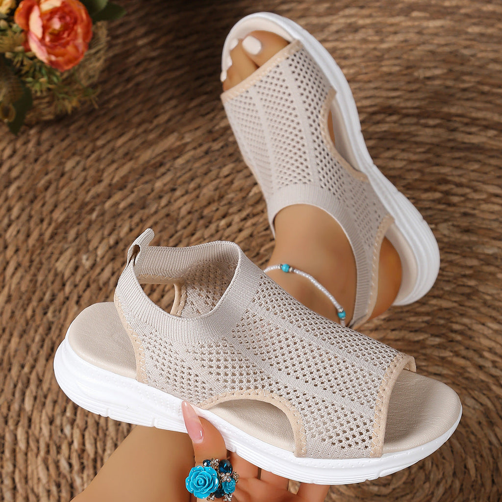 Women's Breathable Mesh Open Toe Sandals | Mid Heel Dress Sandals