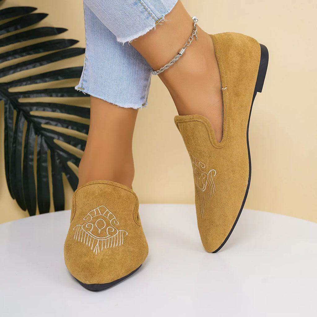 Women's Point Toe Slip-On Flats | PU Leather Flat Shoes 6 Styles