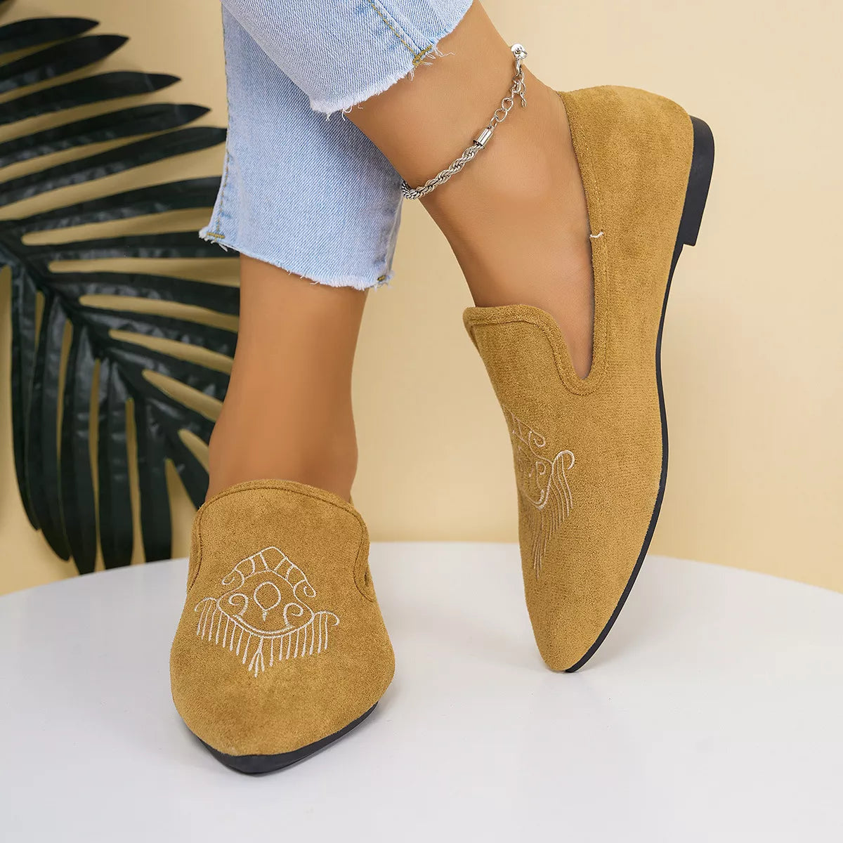 Women's Point Toe Slip-On Flats | PU Leather Flat Shoes 6 Styles