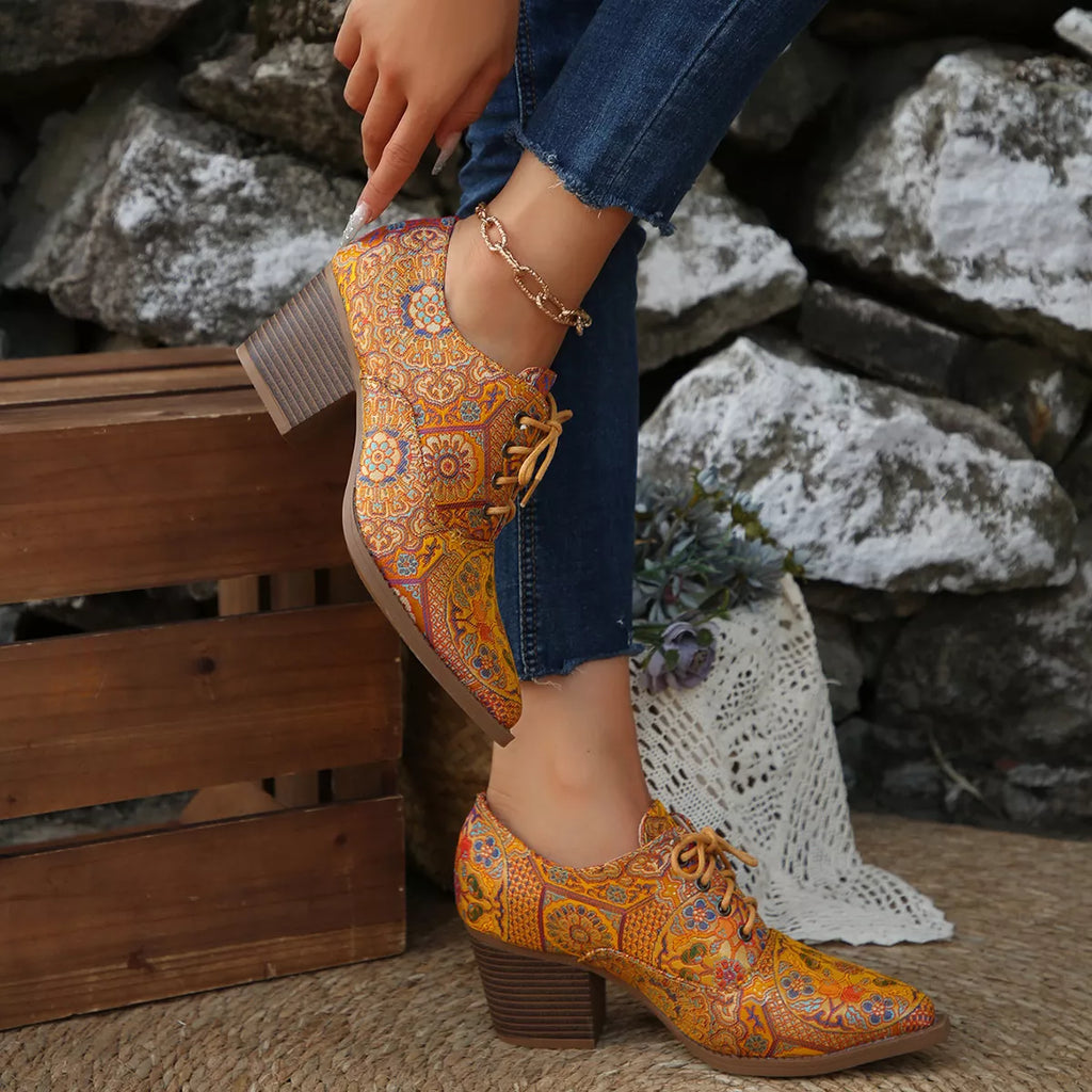 Women's Point Toe Block Heel Ankle Boots – PU Leather Mid Heel