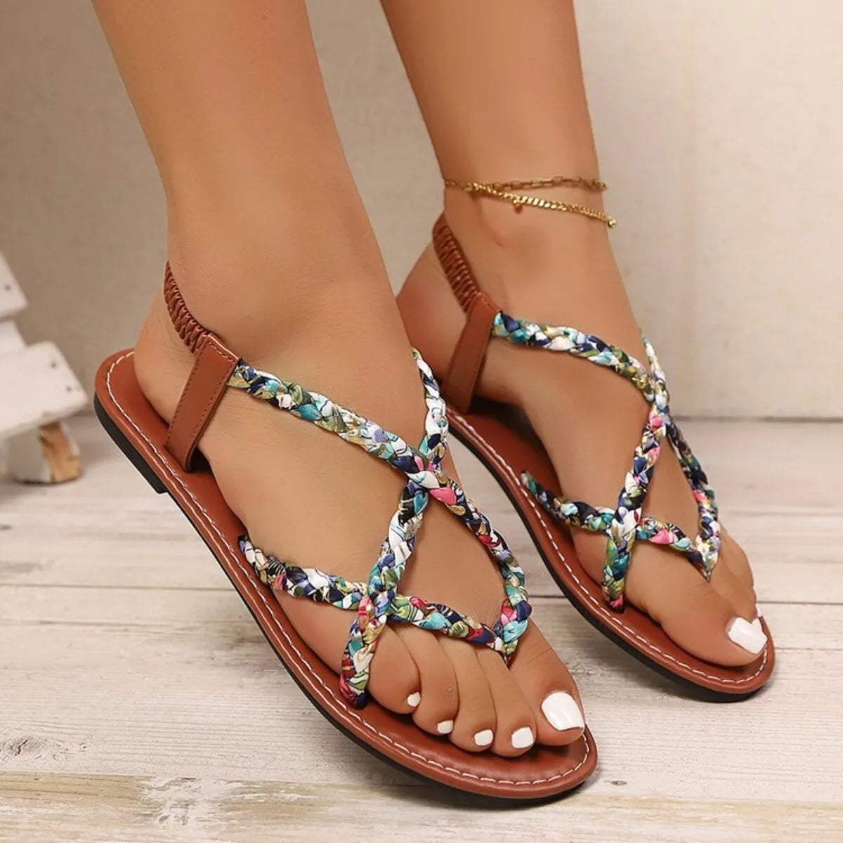 Women's Crisscross Strap Flat Sandals | PU Leather Summer Sandals in 3 Colors EU 36-43