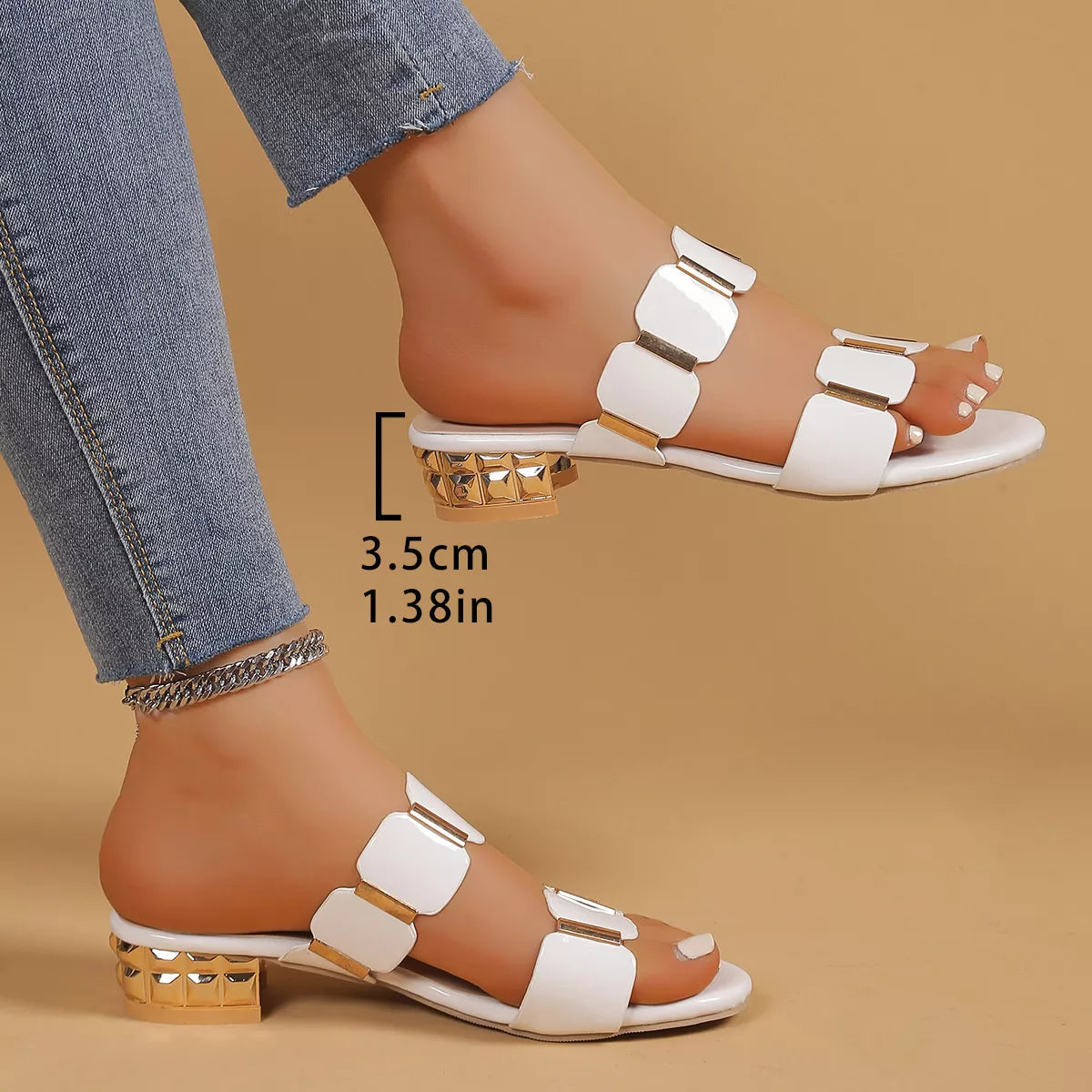 Women's Open Toe Block Heel Sandals | PU Leather Low Heels