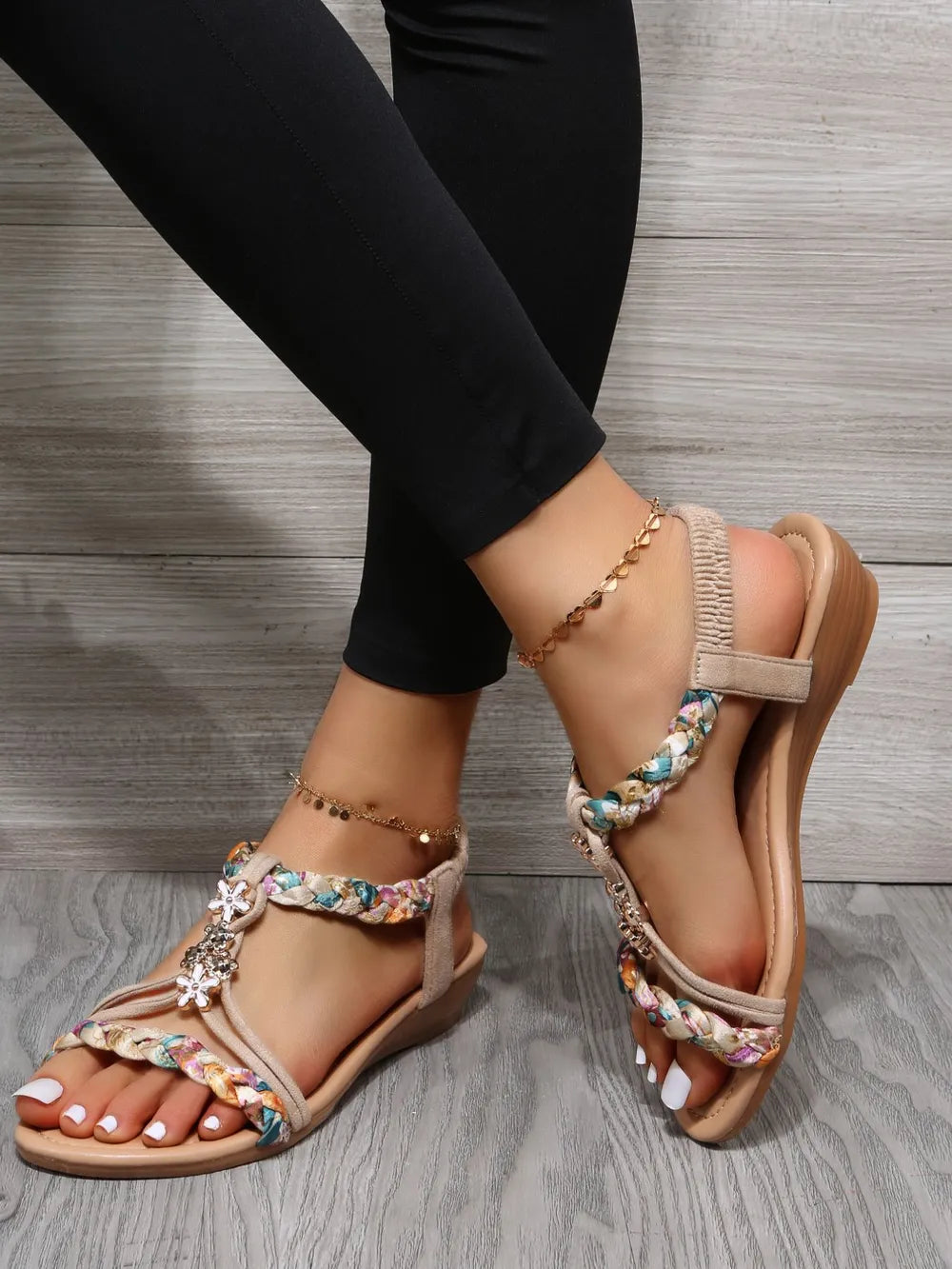 Women's Braided Multi-Strap Flat Sandals – Boho PU Leather
