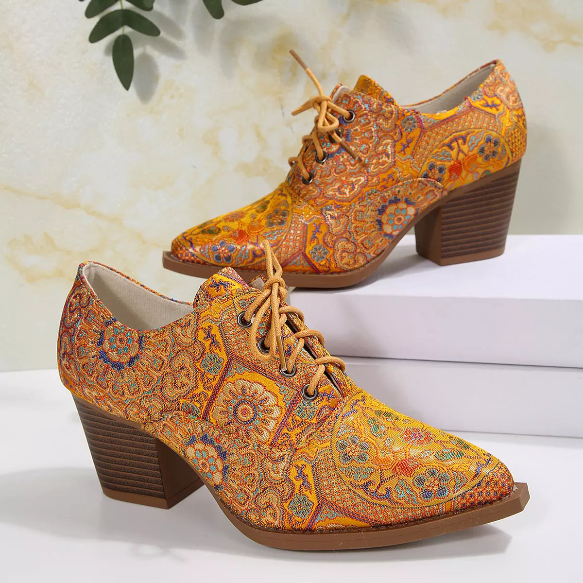 Women's Point Toe Block Heel Ankle Boots – PU Leather Mid Heel