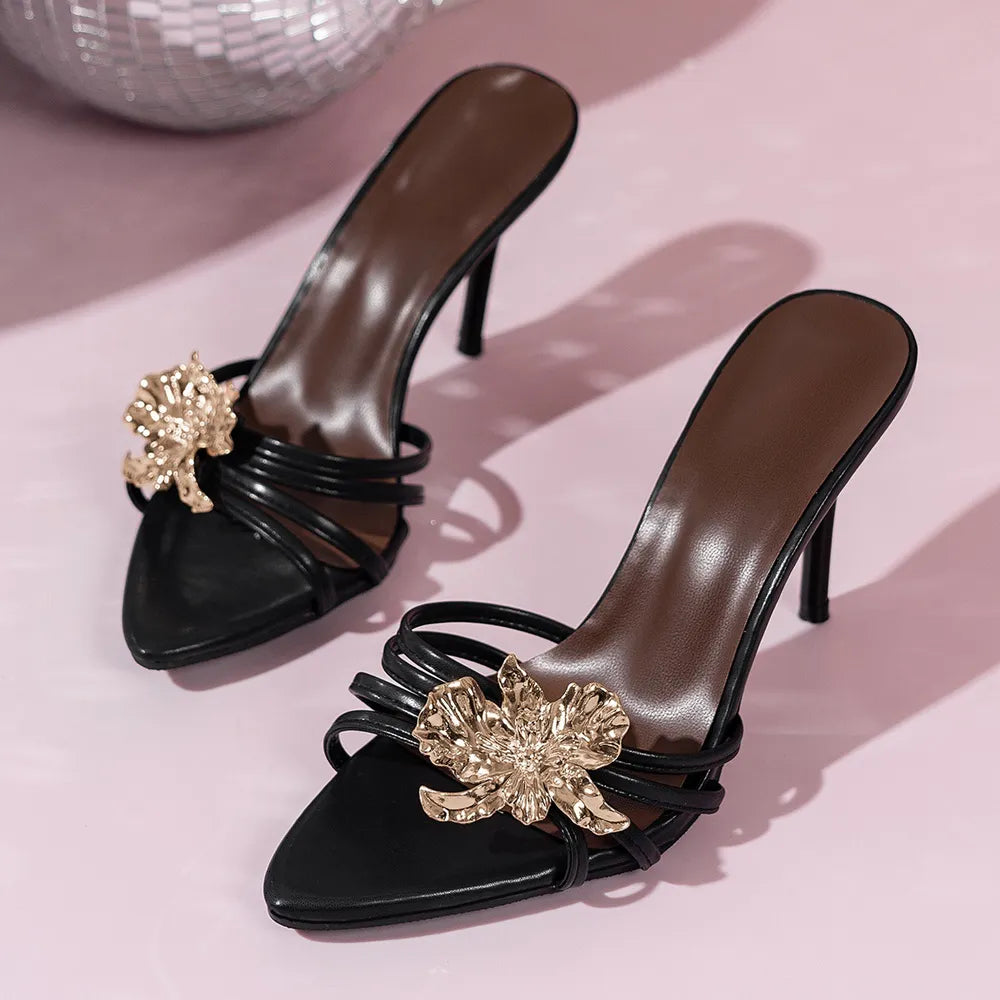 Women's Open Toe Stiletto Sandals – High Heel PU Leather