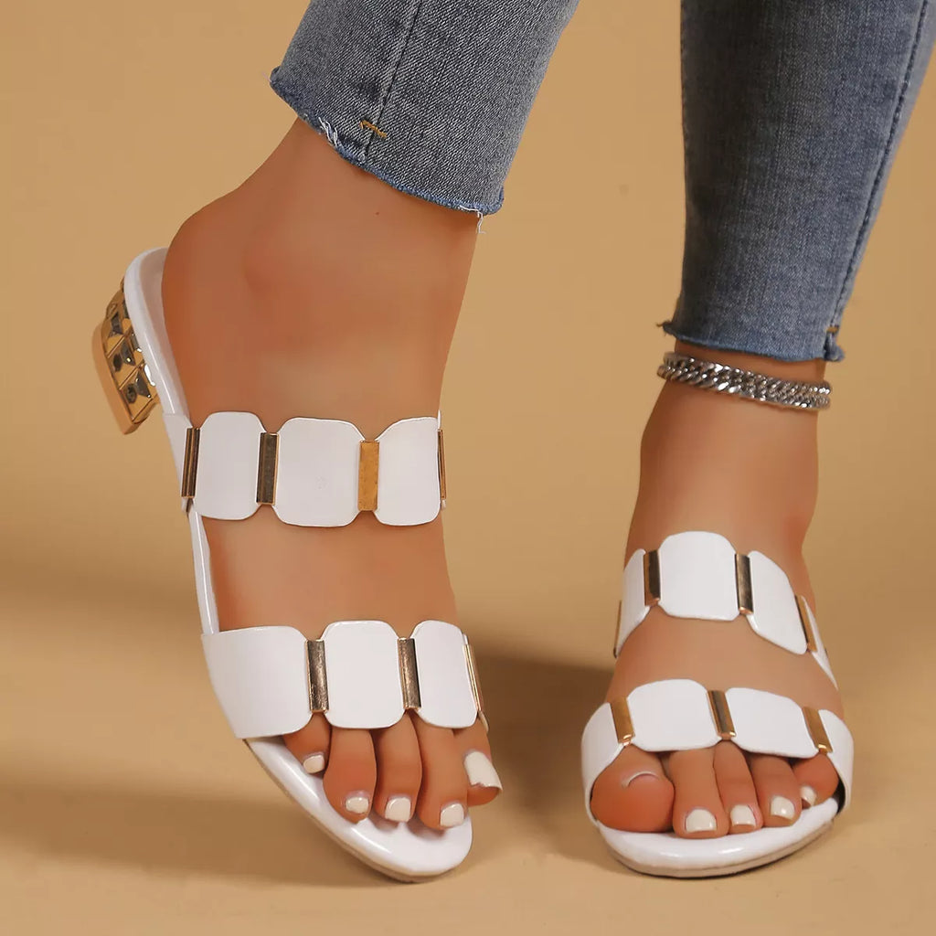 Women's Open Toe Block Heel Sandals | PU Leather Low Heels