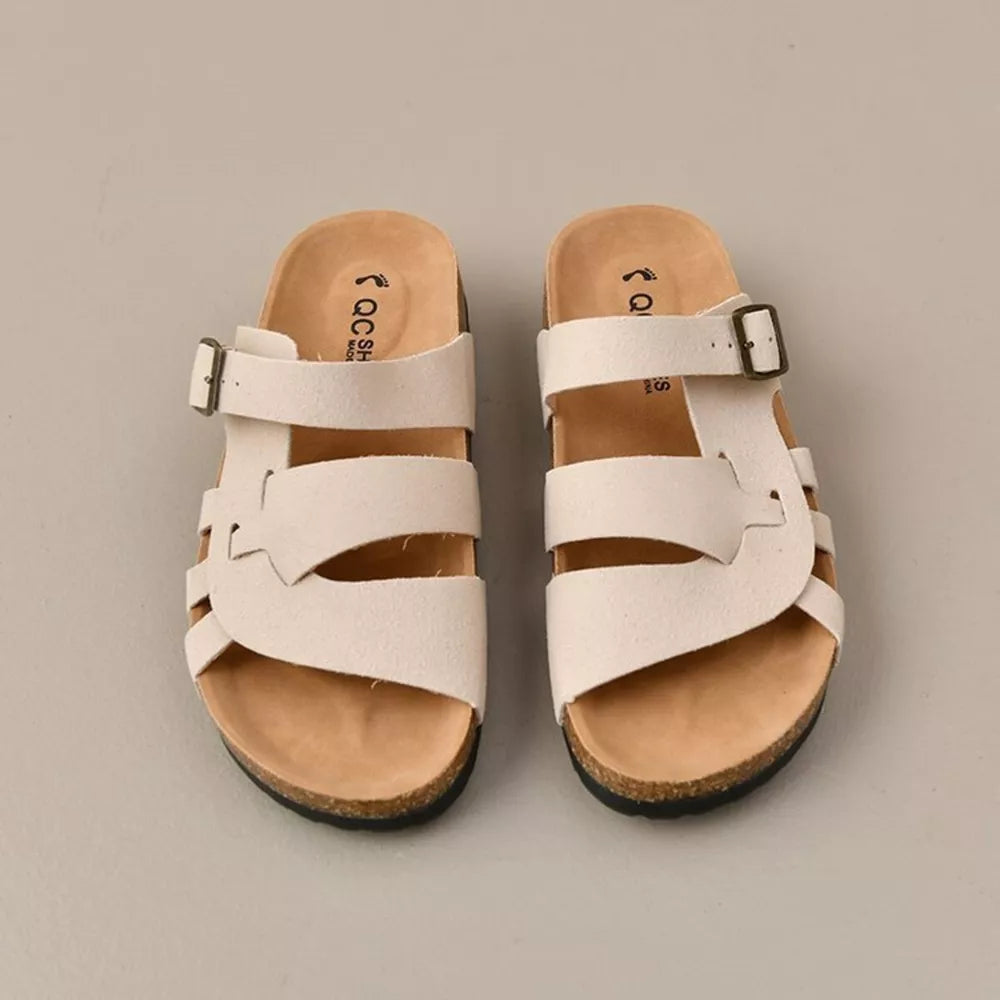 Women's Open Toe Low Heel Platform Sandals – Casual PU Leather