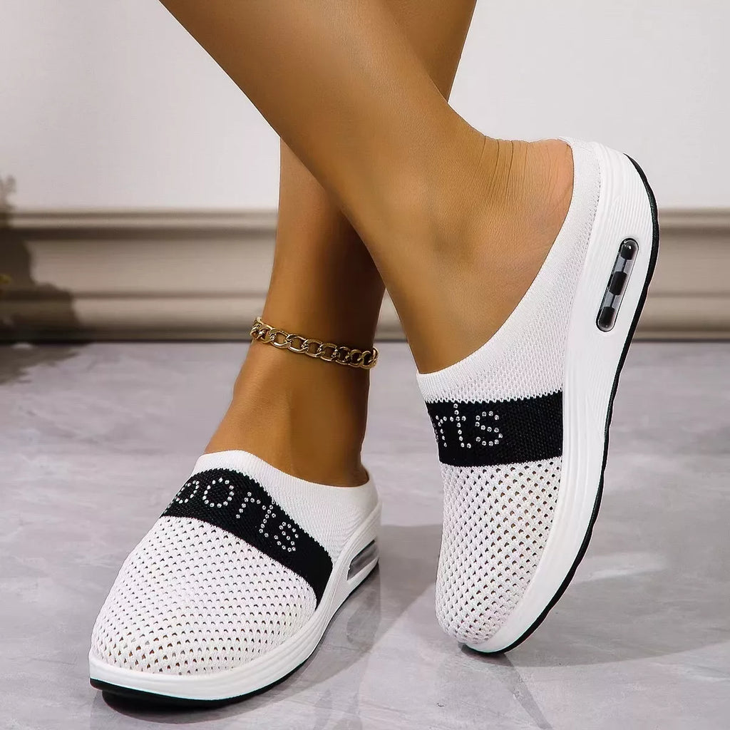 Women's Breathable Mesh Slip-On Sneakers – Lightweight Flat Shoes