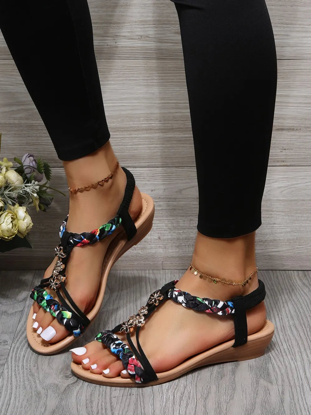 Women's Braided Multi-Strap Flat Sandals – Boho PU Leather