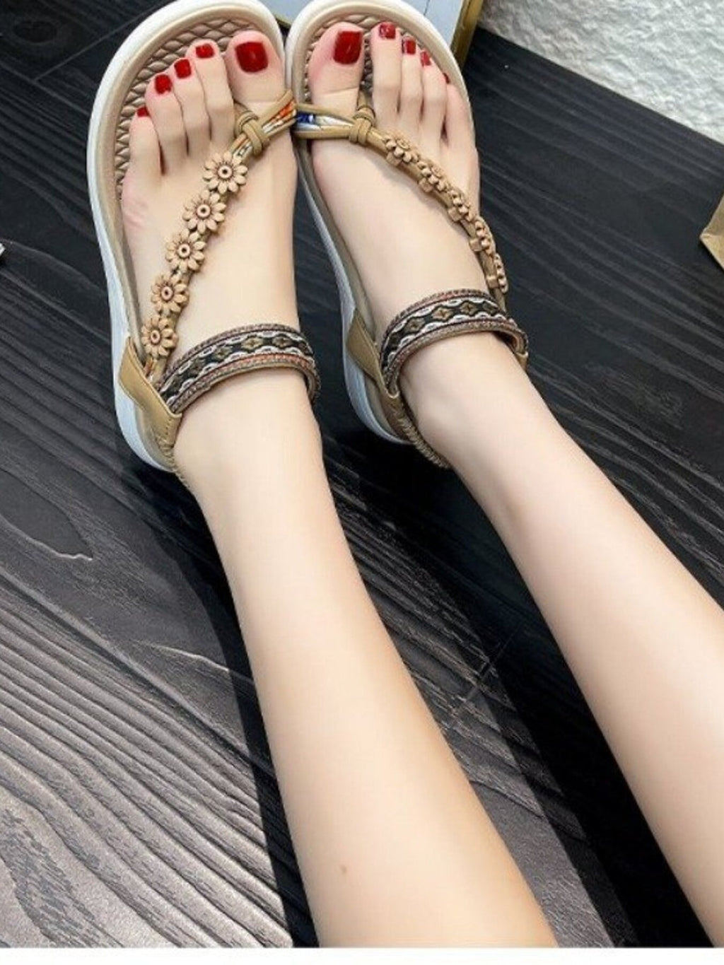 Women's Flower Ankle Strap Low Heel Sandals