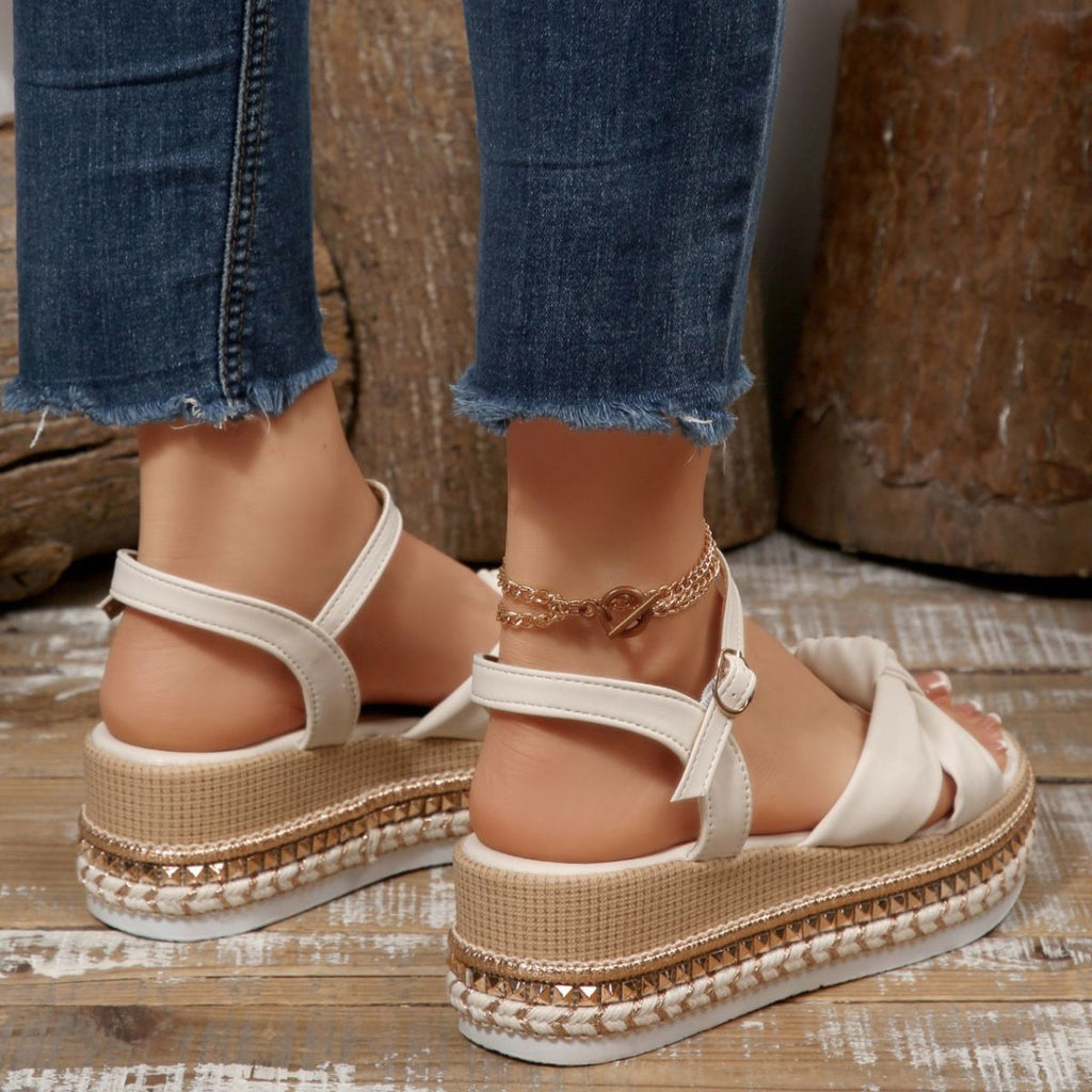 Women’s Bow Knot Platform Wedge Sandals – High Heel PU Leather Shoes | 5 Colours
