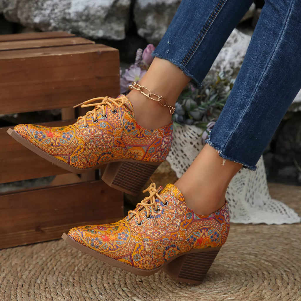 Women's Point Toe Block Heel Ankle Boots – PU Leather Mid Heel