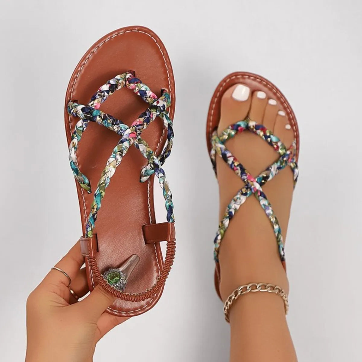 Women's Crisscross Strap Flat Sandals | PU Leather Summer Sandals in 3 Colors EU 36-43