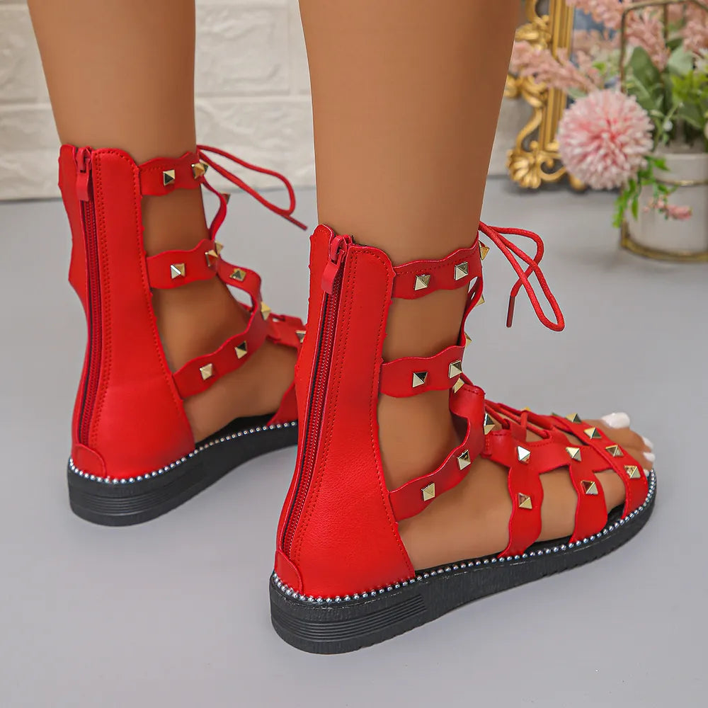 Open Toe Lace Up Sandals