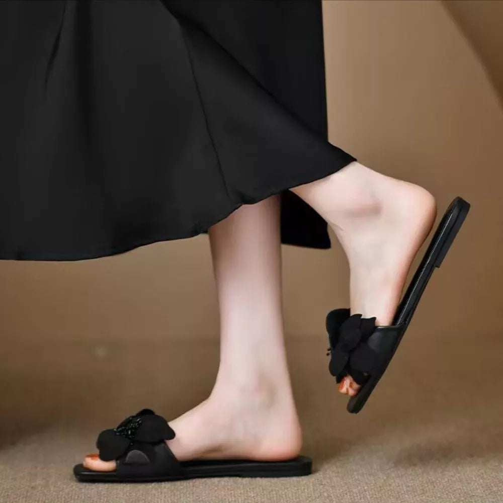 Flower Open Toe Flat Sandals
