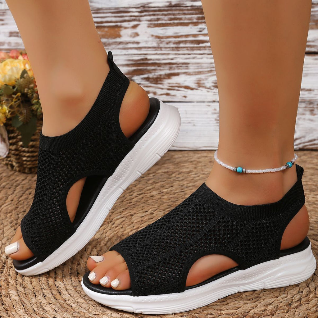 Women's Breathable Mesh Open Toe Sandals | Mid Heel Dress Sandals