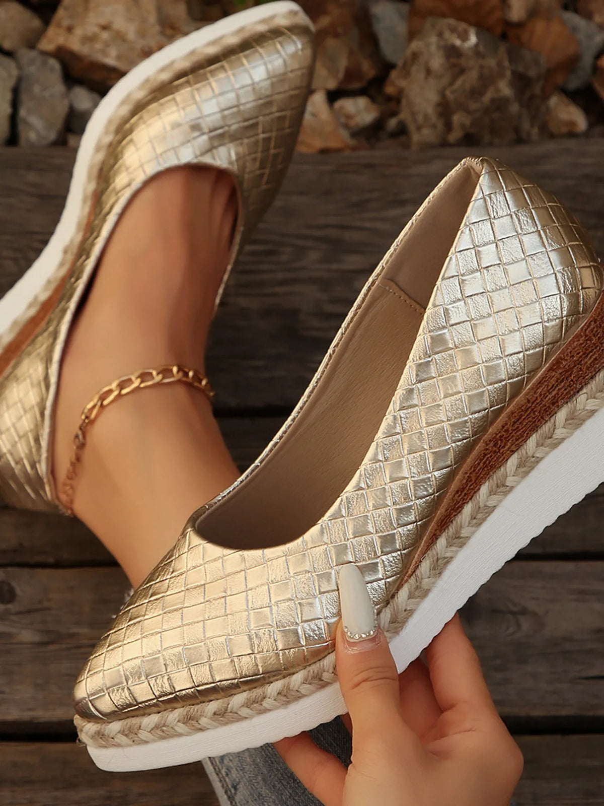 Women's Point Toe Wedge Loafers – Low Heel Slip-On Dress Shoes