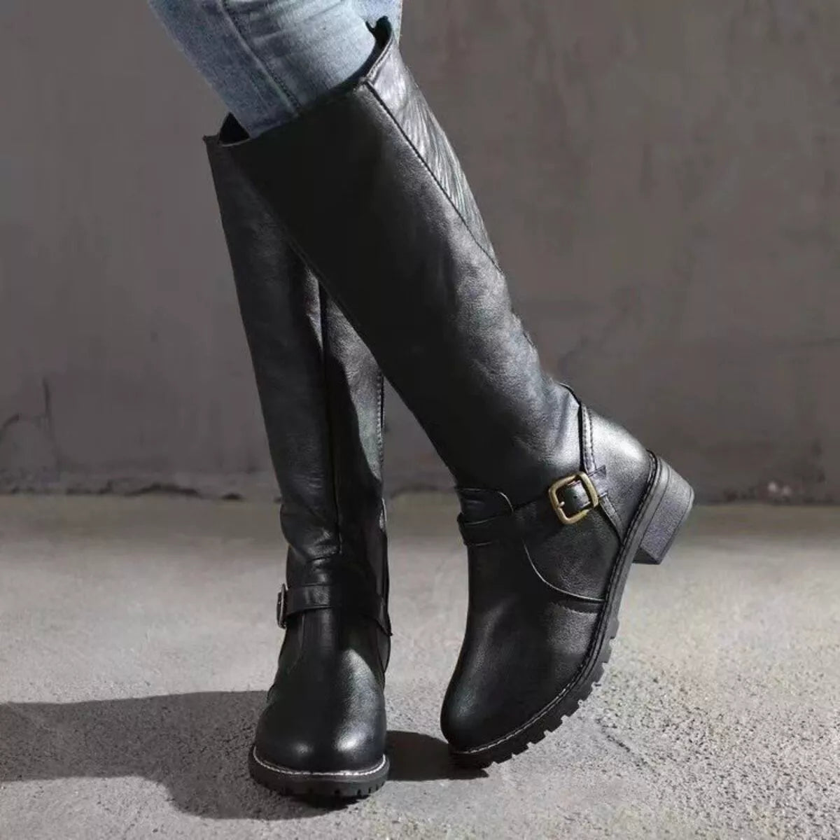 Women's Round Toe Block Heel Boots | PU Leather Low Heel Ankle Boots in 3 Colors EU 36-43