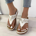 Women's Toe Post Platform Sandals – PU Leather Flat Thong Sandals