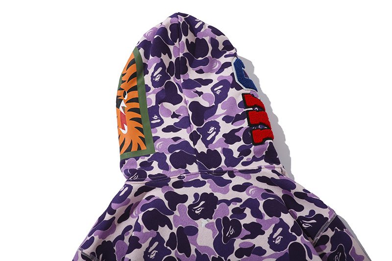 BAPE Purple Camo Shark Full-Zip Hoodie ¡ª detail