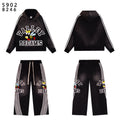 VALE USA Bee Embroidered Striped Hoodie & Sweatpants Set ¡ª front