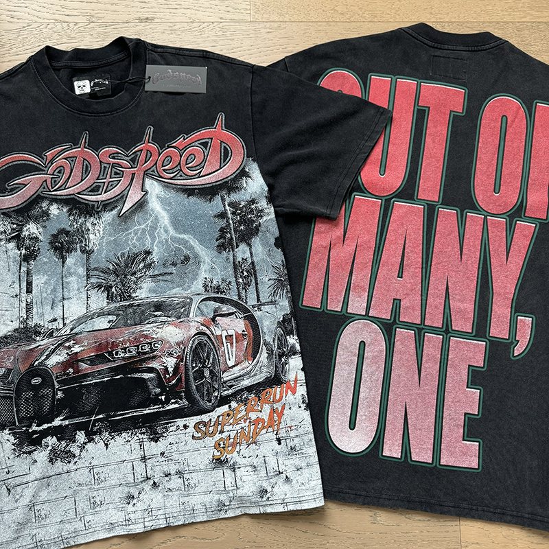 Godspeed Super Run Sunday Car Graphic Short-Sleeve T-Shirt ¡ª context