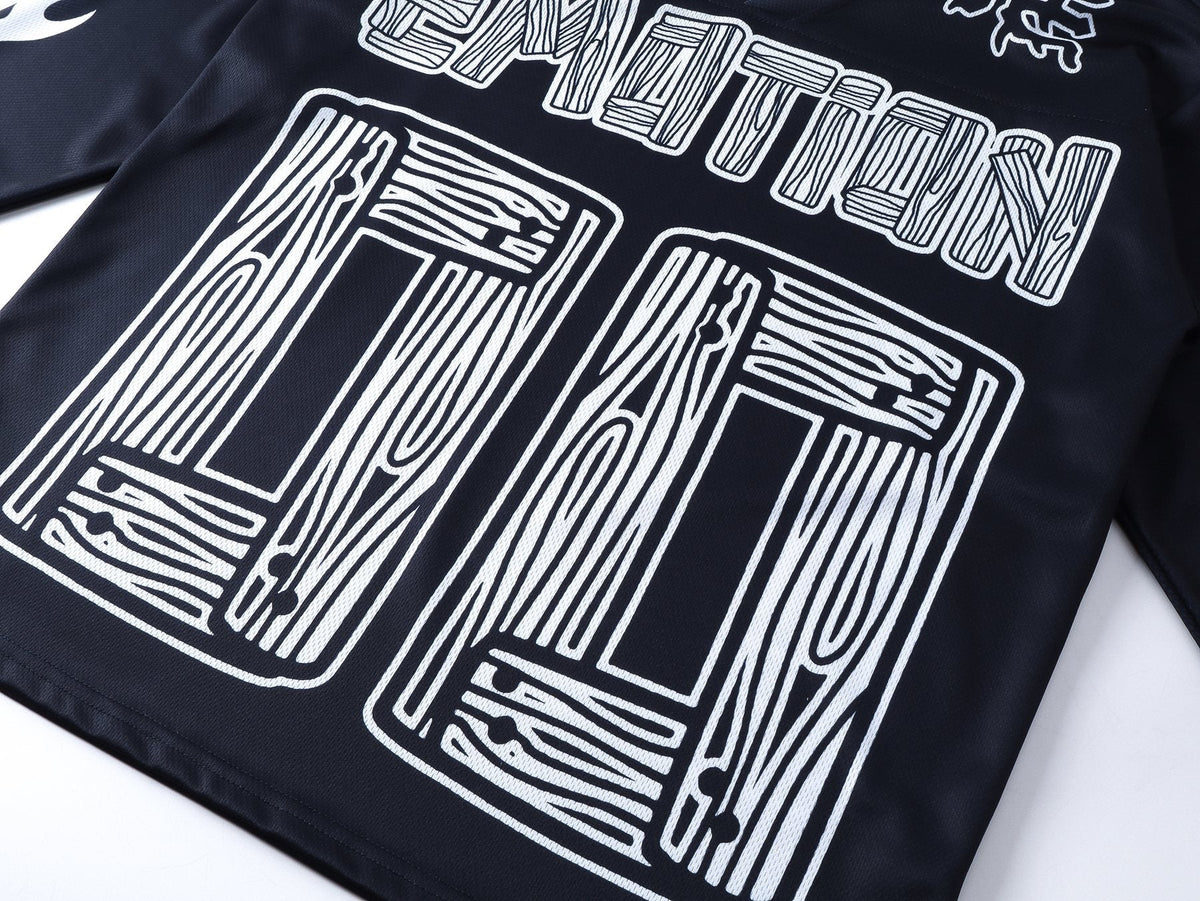 MIXED EMOTION V-Neck Jersey-Style Long-Sleeve T-Shirt ¡ª detail