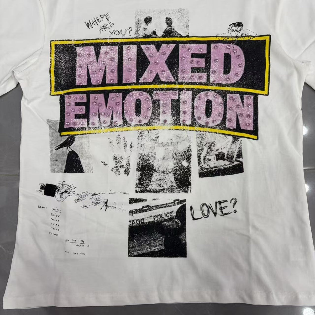 Mixed Emotion Short-Sleeve T-Shirt - White ¡ª detail