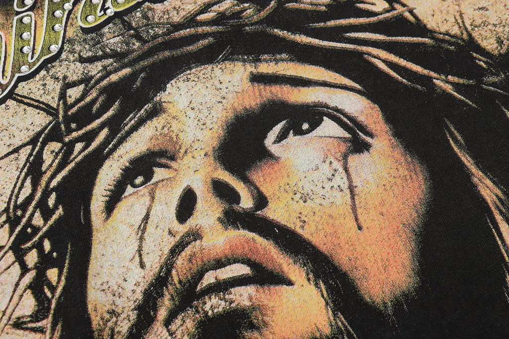 SAINT Jesus Graphic Washed Black T-Shirt ¡ª detail
