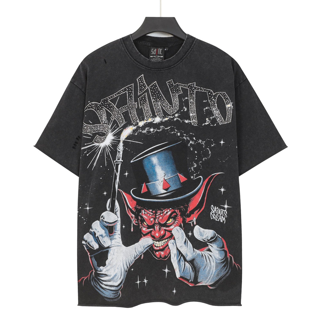 SAINT Washed Black Magician Devil Graphic T-Shirt ¡ª hero