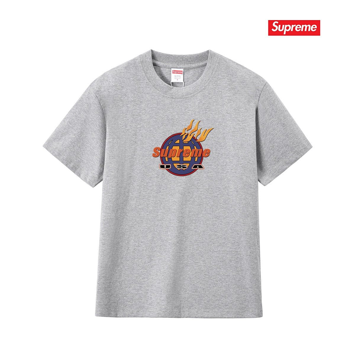 Supreme Flame Globe Graphic Short-Sleeve T-Shirt ¡ª front