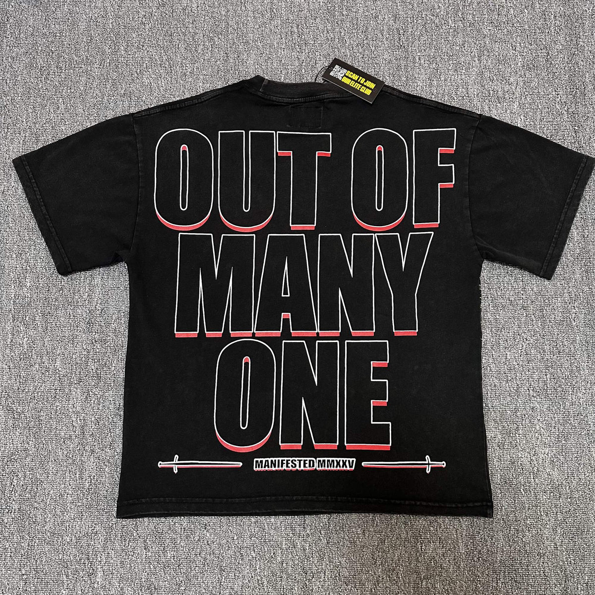 Godspeed Out Of Many One Black Graphic T-Shirt ¡ª front
