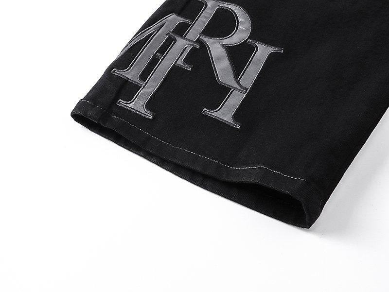 AMIRI Tonal Monogram Denim Shorts ¡ª detail