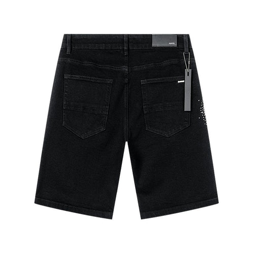 AMIRI Black Rhinestone Script Denim Shorts ¡ª back