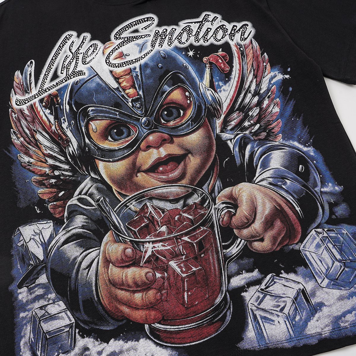 MIXED EMOTION Rhinestone Front Graphic T-Shirt ¡ª detail