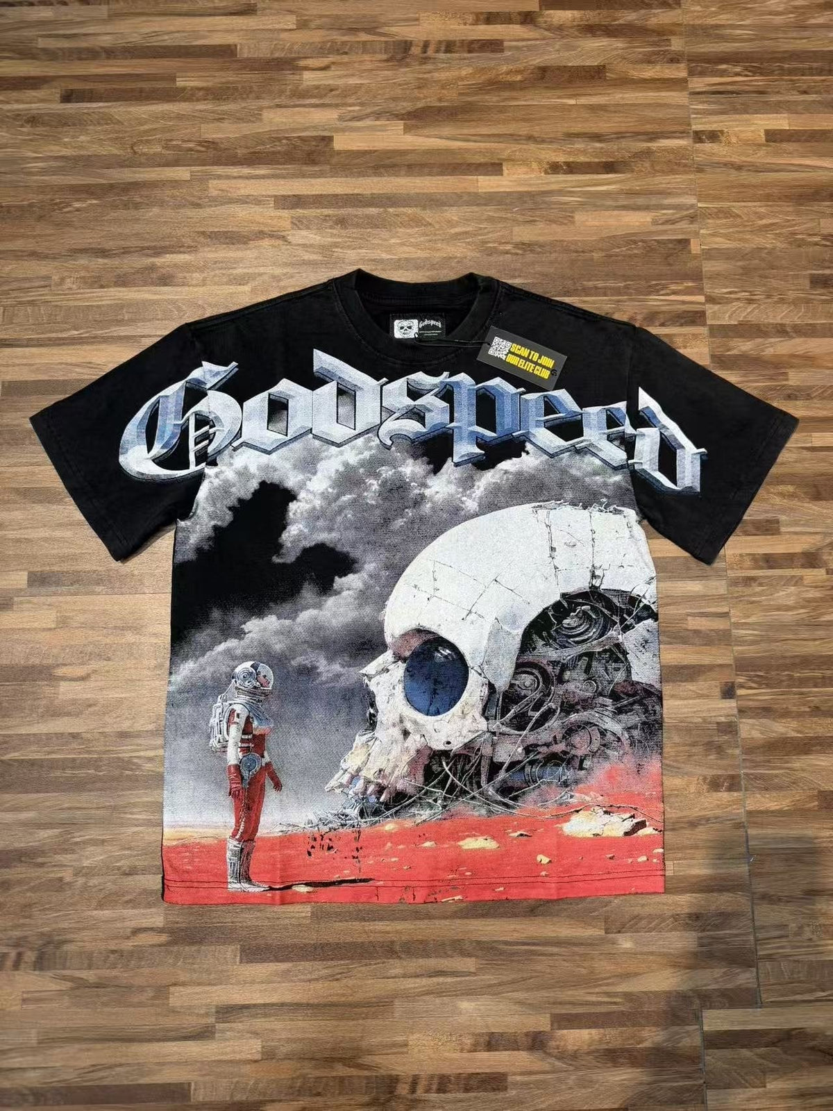 Godspeed Astronaut Skull Graphic T-Shirt ¡ª front