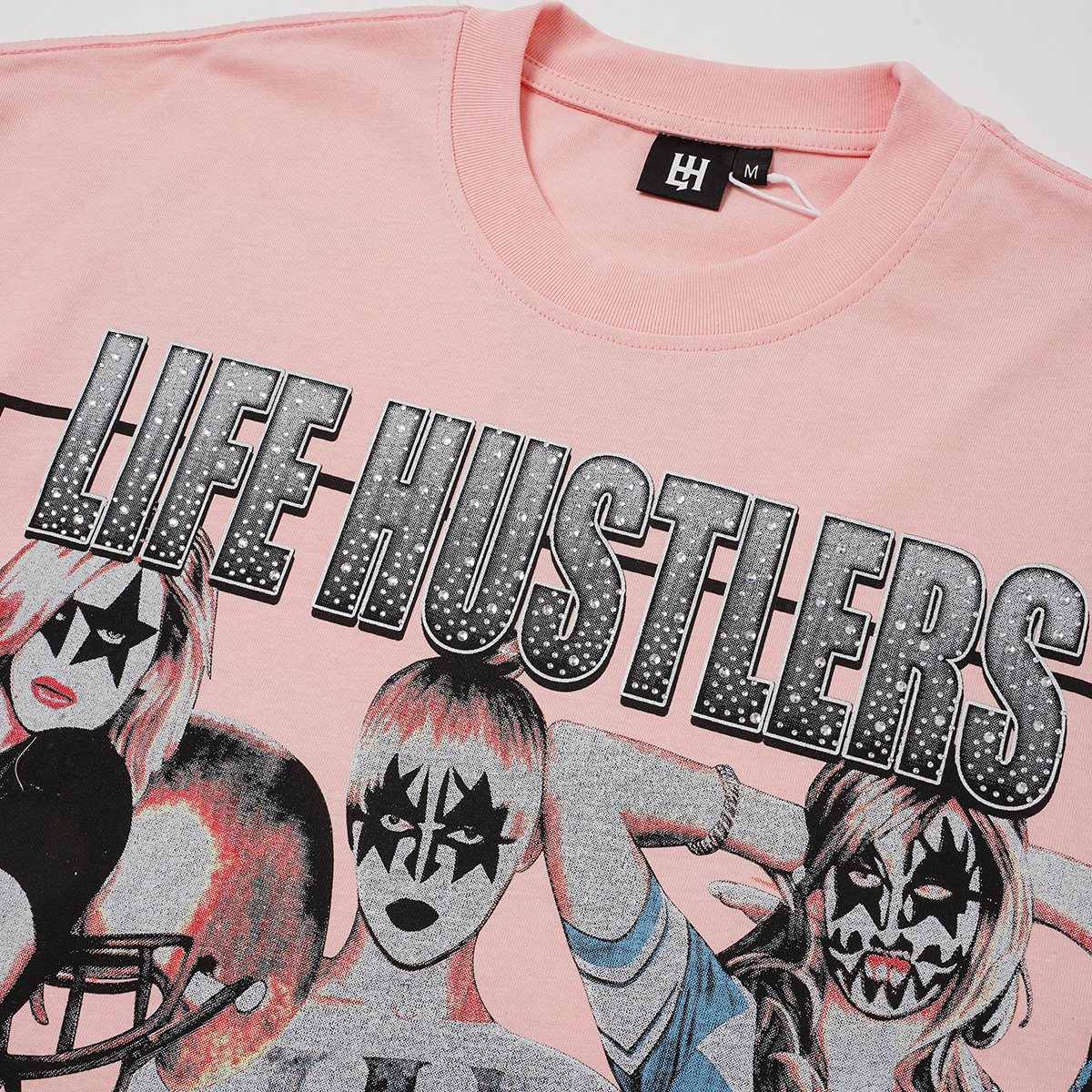 Life Hustlere No Days Off Rhinestone Graphic T-Shirt ¡ª detail