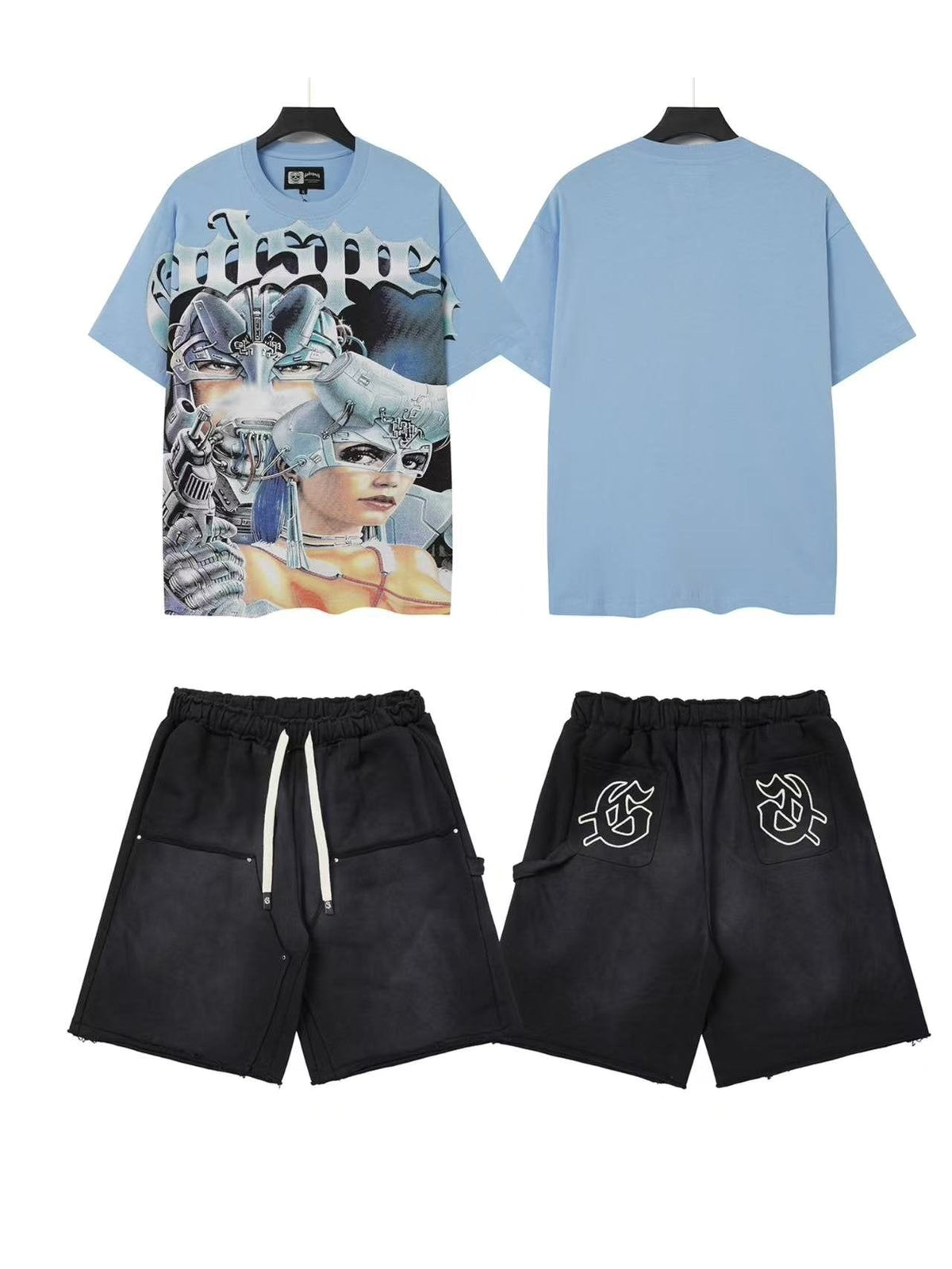 Godspeed Portrait Graphic T-Shirt & Shorts Set ¡ª front