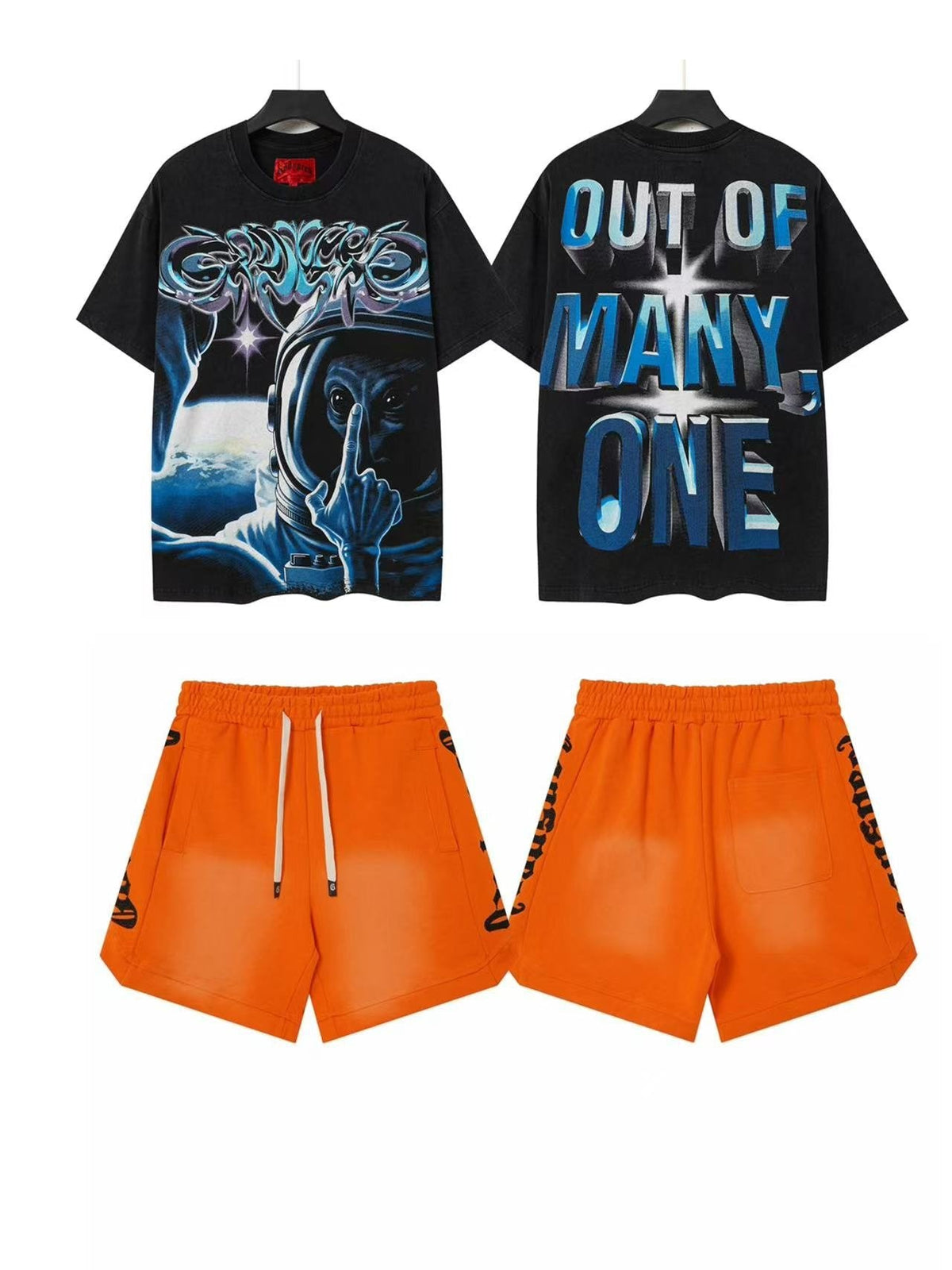 Godspeed Out Of Many Astronaut T-Shirt & Shorts Set ¡ª front