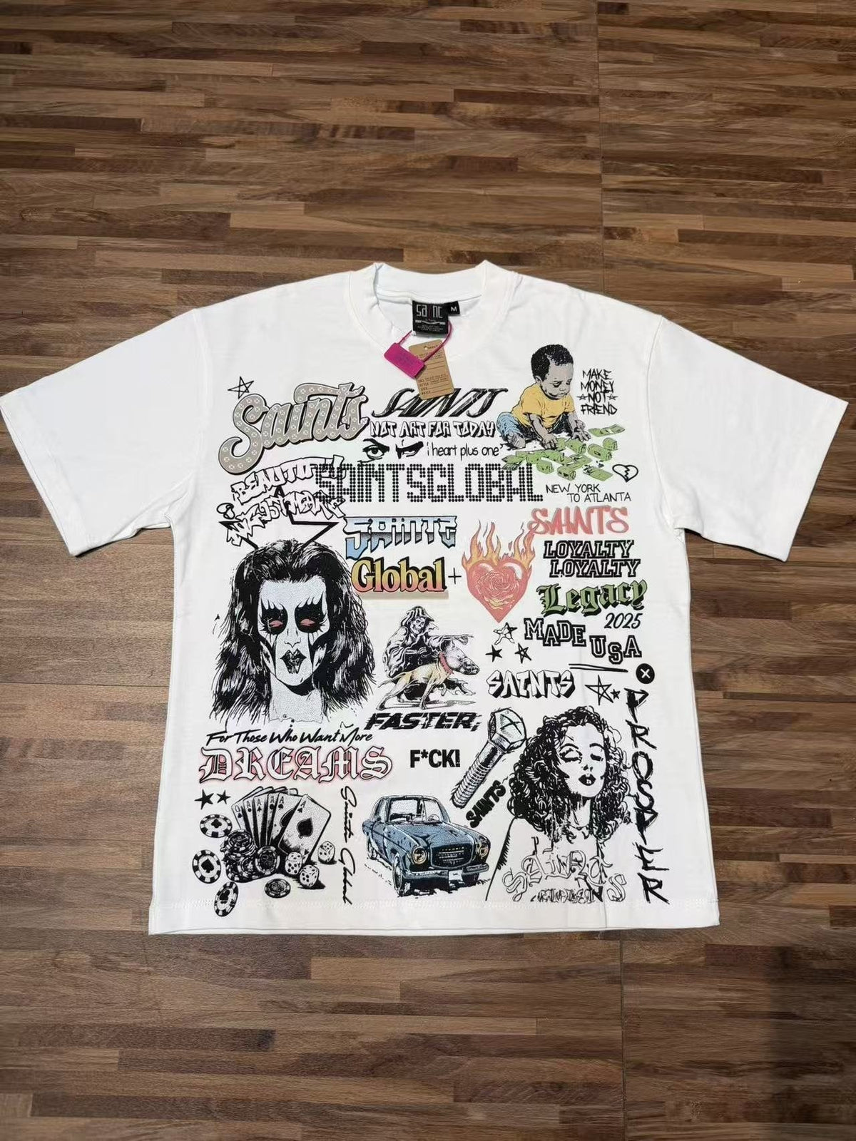 SAINT White Collage Graphic Short-Sleeve T-Shirt ¡ª front